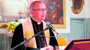  Mwadhama Pietro Kardinali Parolin, Katibu Mkuu wa Vatican akizungumza katika Maadhimisho ya Miaka 1200 ya Utume wa Mtakatifu Ansgar nchini Denmark.